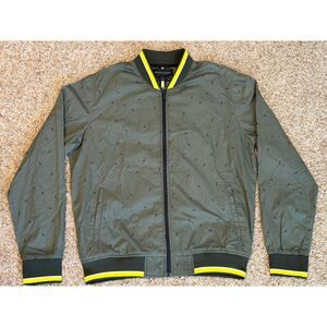 Denim & Flower Ricky Singh Men's Bomber Style Jacket Olive Green Birds Size L